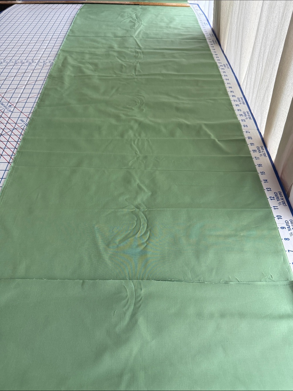 Vintage 1970s Avocado Green Cotton Blend Fabric 2+ Yards x 44” Solid Sturdy - Picture 5 of 11